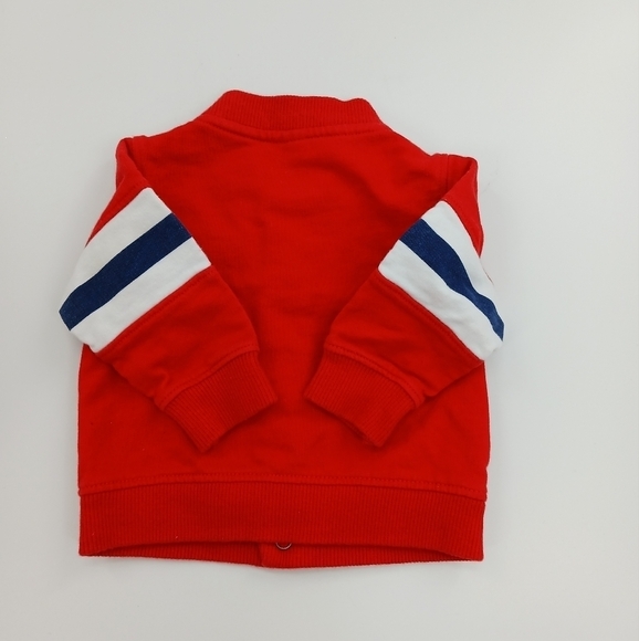 CARTER'S Boys Bomber Jacket Size 3 Months Red Blue Button Down Long Sleeve - Picture 3 of 5